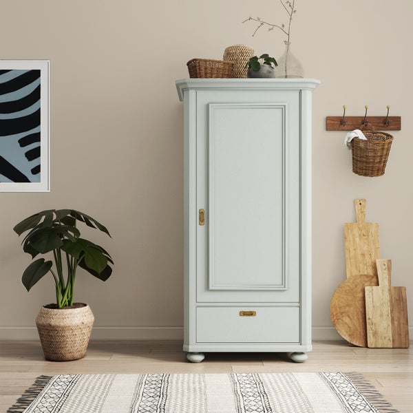 MissPompadour seidenmatte Holzfarbe - Grau mit Wärme - 1 L, Möbelfarbe ohne Schleifen - Farbe für Holz, Metall, Kunststoff - Holzlack, Möbellack schnelltrocknend mit hoher Deckkraft