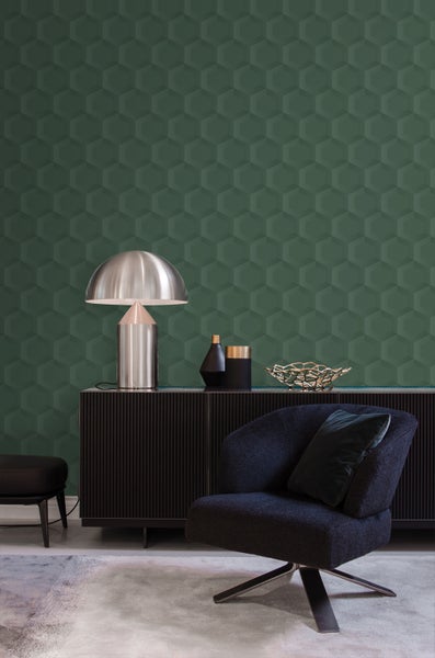Origin Wallcoverings Tapete 3D Wabenmuster Dunkelgrün - 53 cm x 10.05 m - 348021