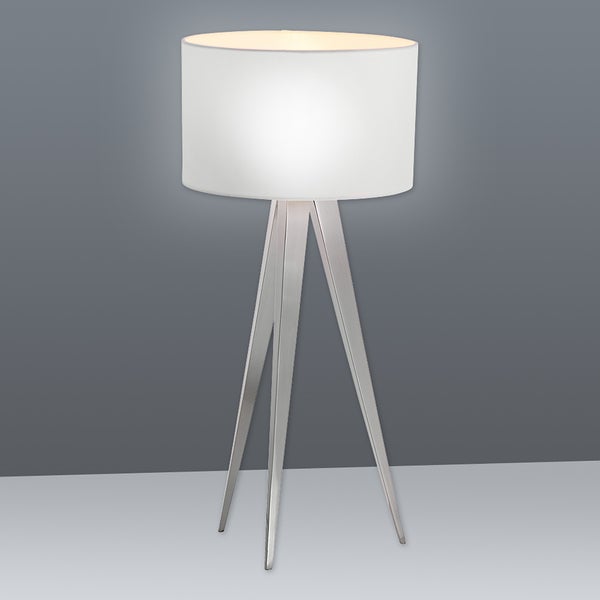 Stehlampe mit zylindrischem Schirm und Stativfuß