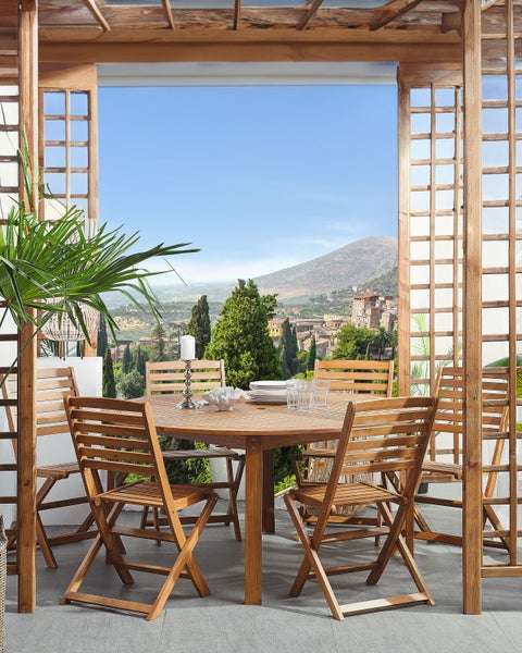 Gartenstuhl 6er Set TOLVE Akazienholz Braun