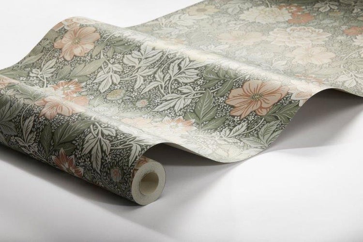 Borastapeter Tapete Blumenmuster im Jugendstil Grün und Rosa - 53 cm x 10.05 m - 660376