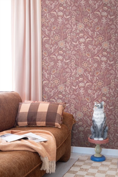 ESTAhome Tapete Blumenmuster mauve-violett - 50 x 900 cm - 131331