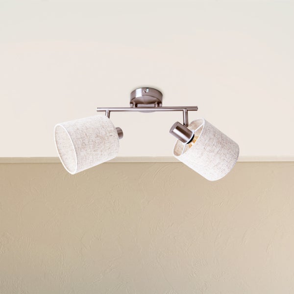 Deckenleuchte mit zwei Stoffschirmen