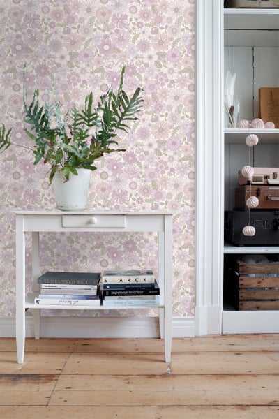 ESTAhome Tapete Retro Blumen Helllila - 50 x 900 cm - 131246
