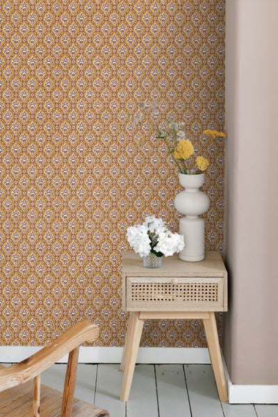 ESTAhome Tapete Blumenmuster Braun und Violett - 50 x 900 cm - 131541
