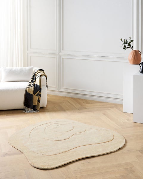 Teppich Viskose hellbeige 160 x 160 cm Kurzflor GORANO