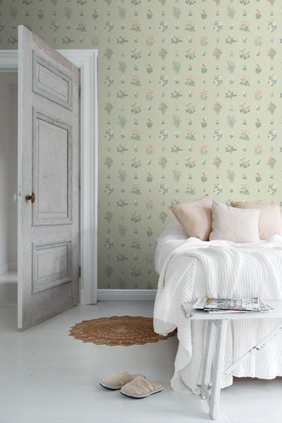 Borastapeter Tapete Blumen Grün und Mehrfarbig - 53 cm x 10.05 m - 662689