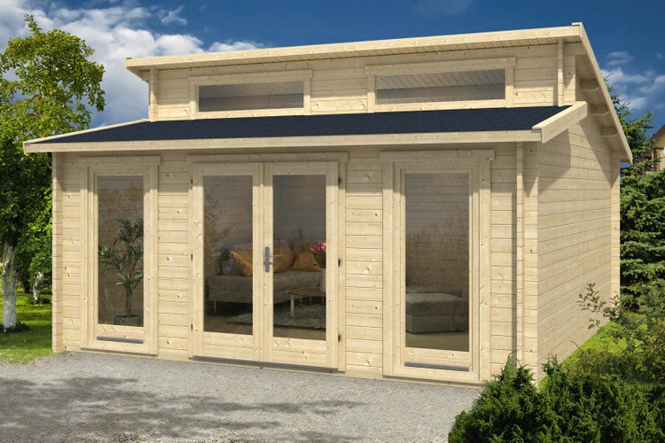Alpholz Gartenhaus Narvig-B aus Massiv-holz, Gerätehaus mit 40 mm Wandstärke, Garten Holzhaus inklusive Montagematerial, Geräteschuppen Größe: 500 x 500 cm, Pultdach