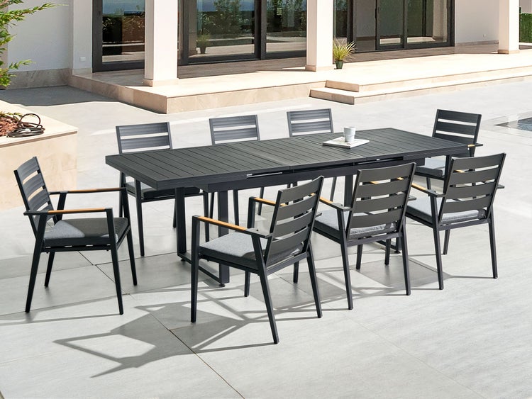 Gartenmöbel Set 8-Sitzer VALCANETTO/TAVIANO inkl. Kissen Metall Schwarz