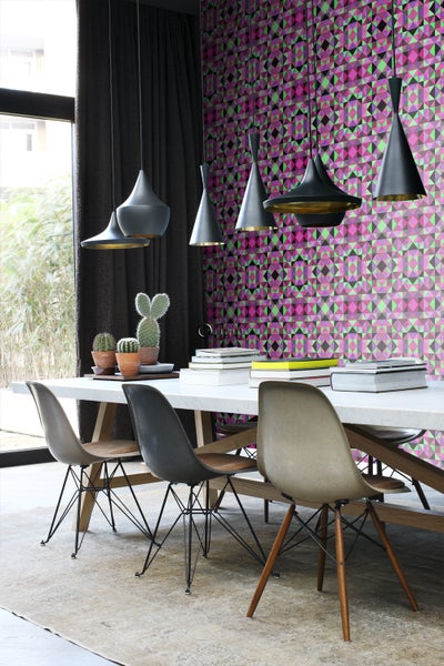 Origin Wallcoverings Tapete kubistisches Muster Rosa und Grün - 53 cm x 10.05 m - 346912