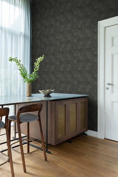 Origin Wallcoverings Tapete 3D Wabenmuster Schwarz - 53 cm x 10.05 m - 347854