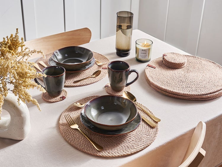 Tischset mit Untersetzern 12-teilig MUNTRIES Naturfarben Jute
