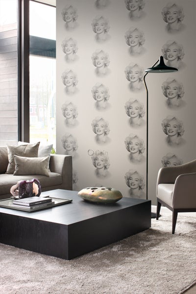 Origin Wallcoverings Tapete Marilyn Monroe Grau und Schwarz - 53 cm x 10.05 m - 326350