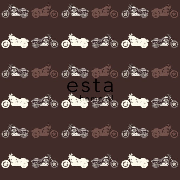 ESTAhome Tapete Motorräder Braun - 53 cm x 10.05 m - 115645