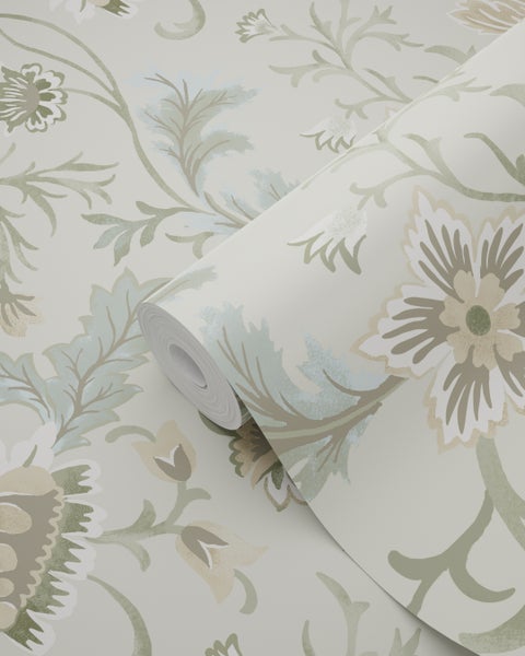 ESTAhome Tapete Blumenmuster Sandbeige - 53 cm x 10.05 m - 139412