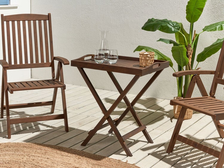 Outdoor Beistelltisch AMANTEA Akazienholz Dunkelbraun klappbar