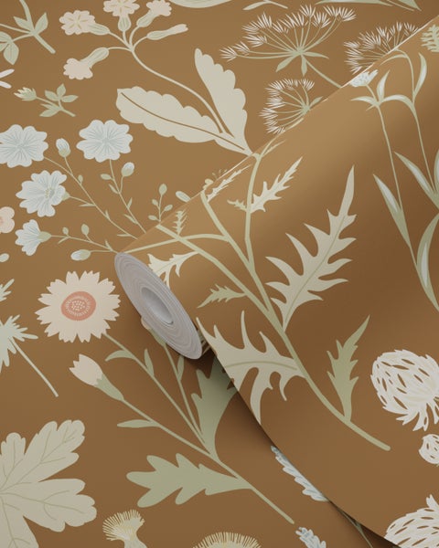 ESTAhome Tapete Feldblumen Beigebraun - 50 x 900 cm - 139695