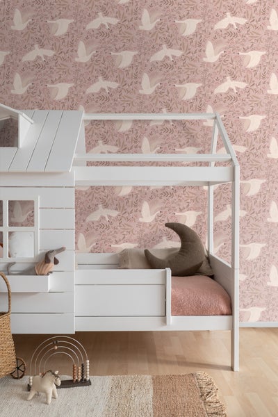 ESTAhome Tapete Schwäne Altrosa - 53 cm x 10.05 m - 130958