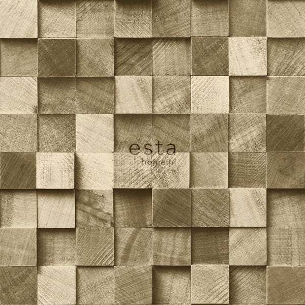 ESTAhome Tapete 3D Holzoptik Beigebraun - 53 cm x 10.05 m - 138529