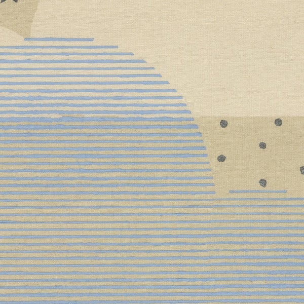 Detailansicht eines Teppichs mit geometrischen Mustern.