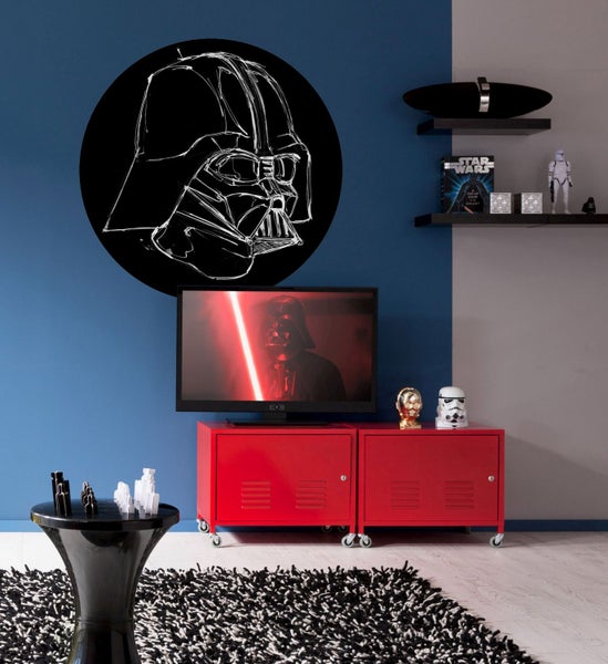 Disney selbstklebende runde Tapete Star Wars Vader Schwarz-Weiß - Ø 128 cm - 612020