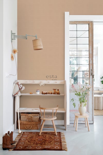 ESTAhome Tapete Leinen-Optik Terrakotta - 53 cm x 10.05 m - 139473