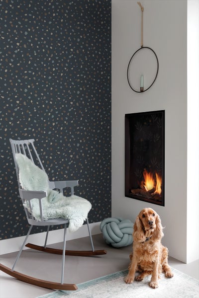 ESTAhome Tapete Terrazzo-Motiv Dunkelblau - 50 x 900 cm - 139828
