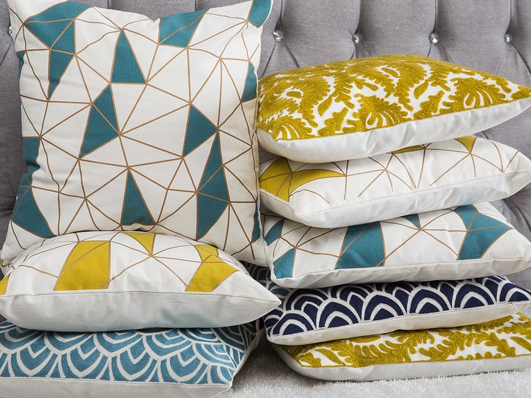 Dekokissen 2er Set CLARKIA Baumwolle 45 x 45 cm Blau Geometrisches Muster