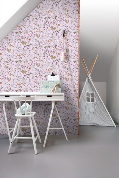 ESTAhome Tapete Feldblumen Violett - 53 cm x 10.05 m - 139756