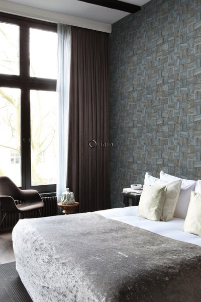 Origin Wallcoverings Tapete quadratische Holzstücke Hellgrau - 53 cm x 10.05 m - 347514