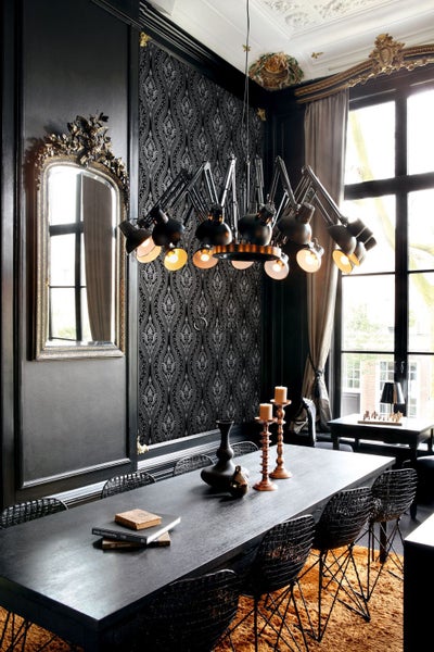 Origin Wallcoverings Tapete Flock-Barockmuster Schwarz - 53 cm x 10.05 m - 346602