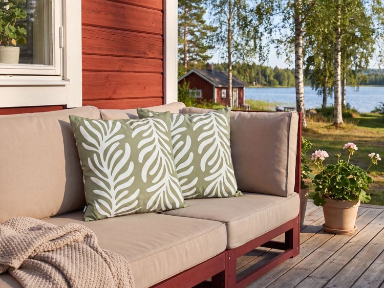 Outdoor Zierkissen mit Reißverschluss und Blattmuster