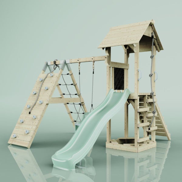 PolarPlay Spielturm Trondheim aus Holz in Grün,