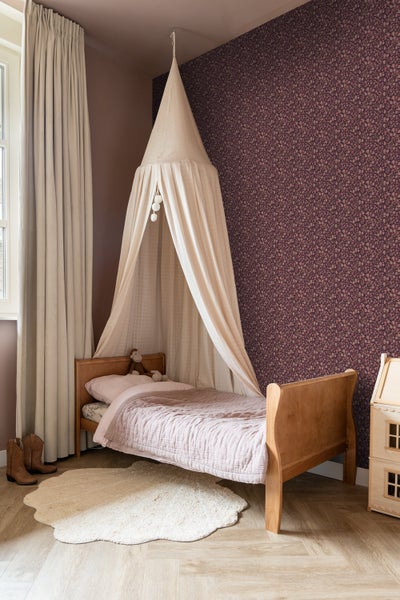ESTAhome Tapete Blumen Aubergineviolett - 50 x 900 cm - 131636
