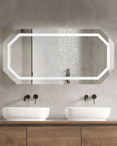 LED-Badezimmer-Spiegel LOCMARIAQUER 120 cm 60 cm Silber