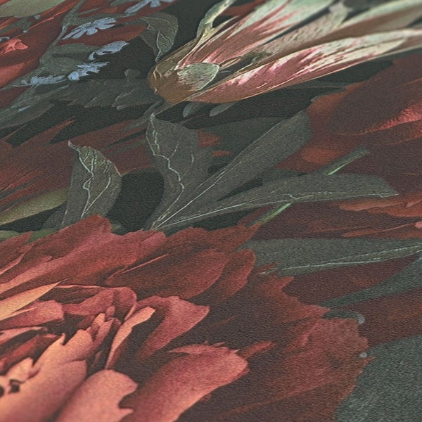 Blumentapete mit Rosen und Tulpen