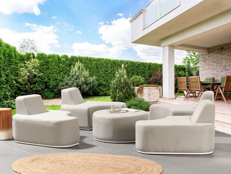 Lounge Set mit Tisch 4-Sitzer FABRO modular Hellgrau