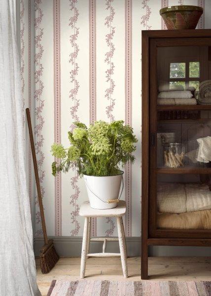 Borastapeter Tapete Blumen Beige und Rosa - 53 cm x 10.05 m - 660048