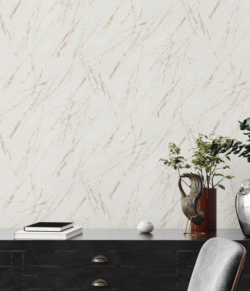 Szene mit einer weißen Tapete mit abstraktem Muster.