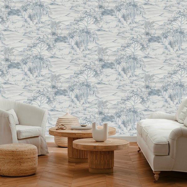 Sanders und Sanders Tapete Landschaft Blau und Weiß - 53 cm x 10,05 m - 640743