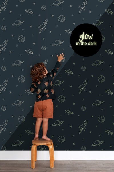 ESTAhome Glow-in-the-dark Tapete Weltraum Dunkelblau - 53 cm x 10.05 m - 139761
