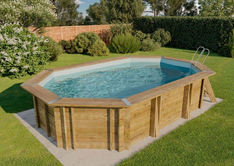 Gre Pools Gartenpool Baros Pool aus Holz in natur imprägniert 4,4x3,4m