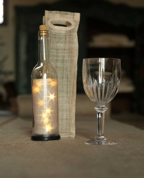Led Glasflasche Leuchtflasche 28 x 8 cm Motiv Sterne Batteriebetrieb 11122