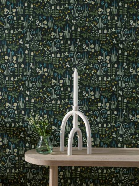 Borastapeter Tapete Blumen Schwarz - 53 cm x 10.05 m - 660419