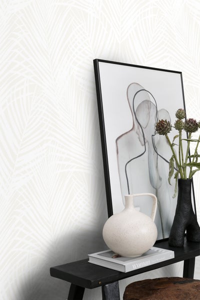 Origin Wallcoverings Tapete Palmenblätter Weiß - 53 cm x 10.05 m - 347741