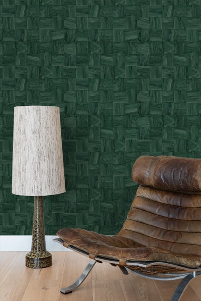 Origin Wallcoverings Tapete quadratische Holzstücke Dunkelgrün - 50 x 900 cm - 347934