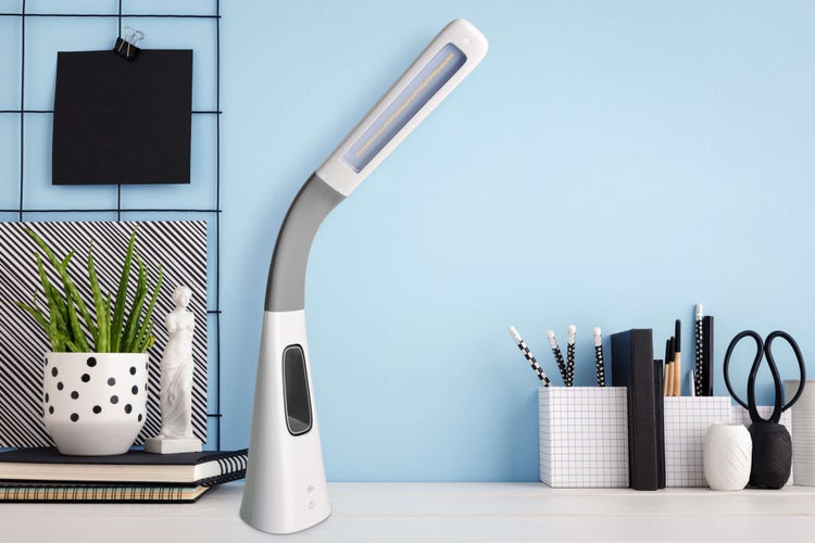 LED-Tischleuchte VENTU mit Ventilator, mit Touch, dimmbar, aus weißem Kunststoff, fest verbaute LEDs, 40 cm hoch