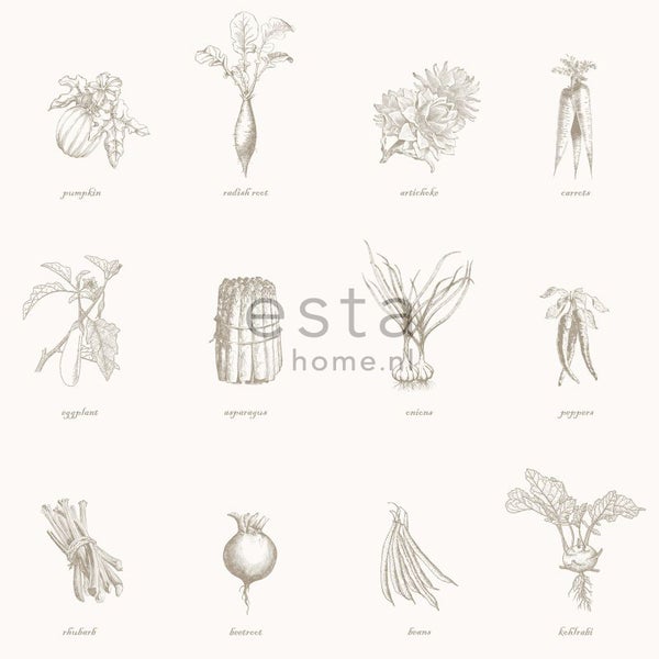 ESTAhome Tapete Gemüse Beige - 53 cm x 10.05 m - 127613