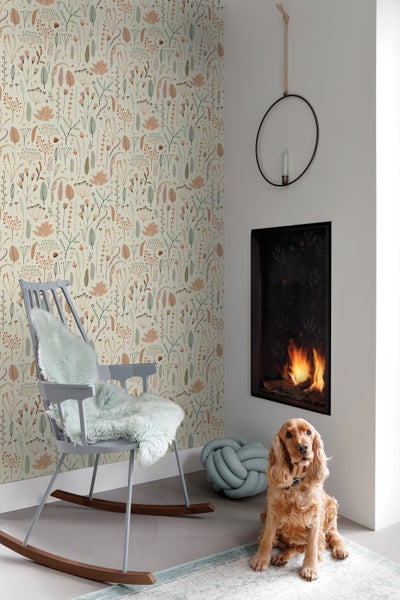 ESTAhome Tapete Feldblumen Graublau - 50 x 900 cm - 131164