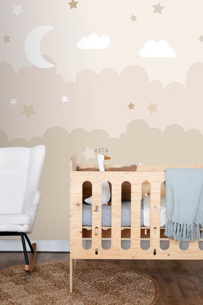 ESTAhome Fototapete Wolken und Sterne Beige - 200 x 279 cm - 159247